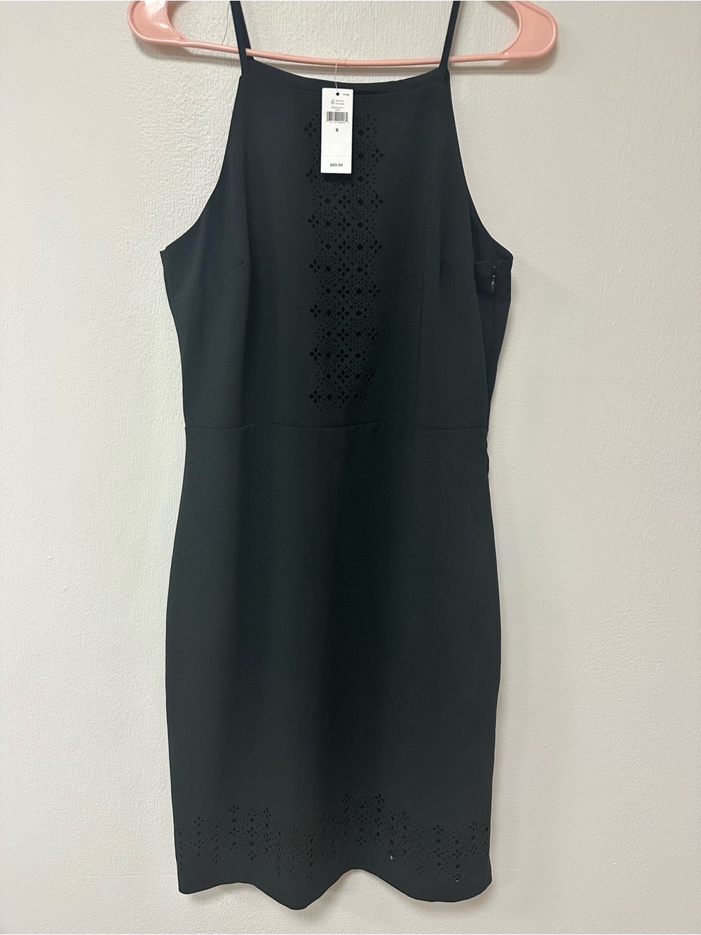 Banana Republic Black Halter Sheath Dress with Laser-Cut Detail